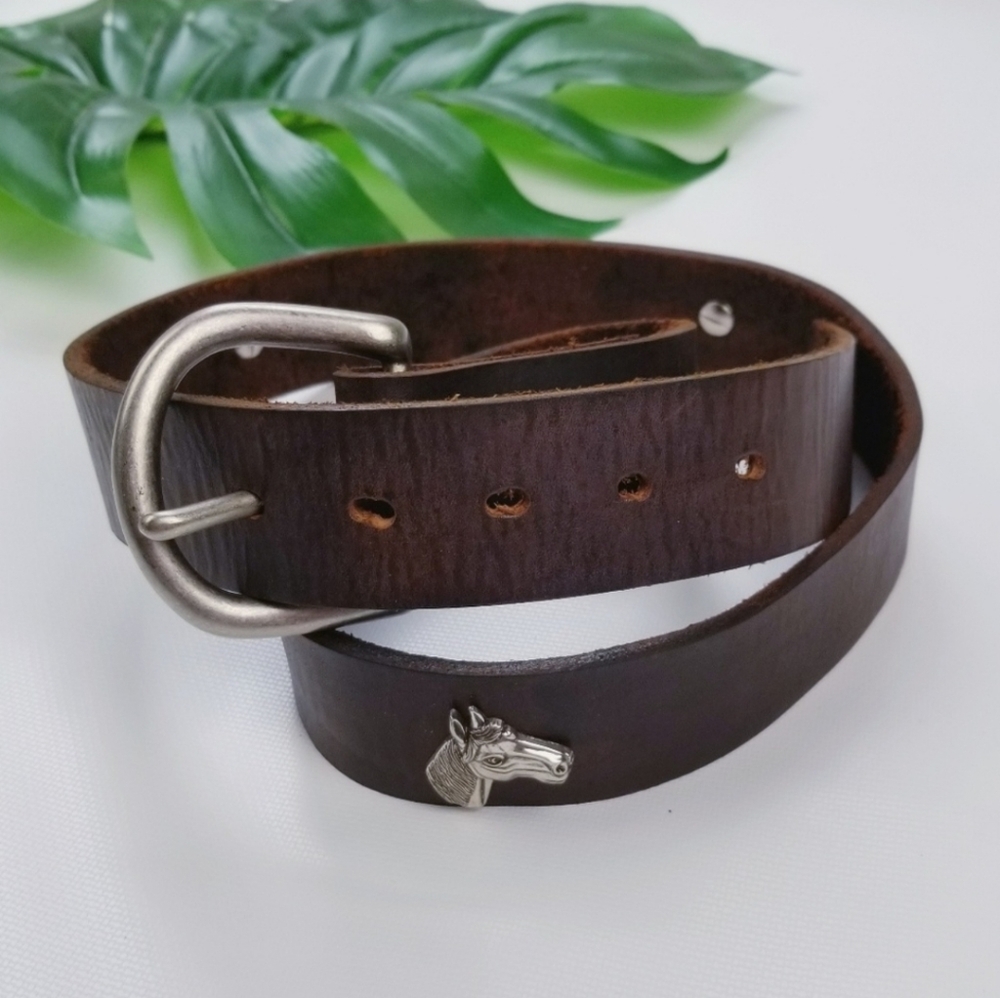 Genuine Leather Solid Brass Belt Horse Ram